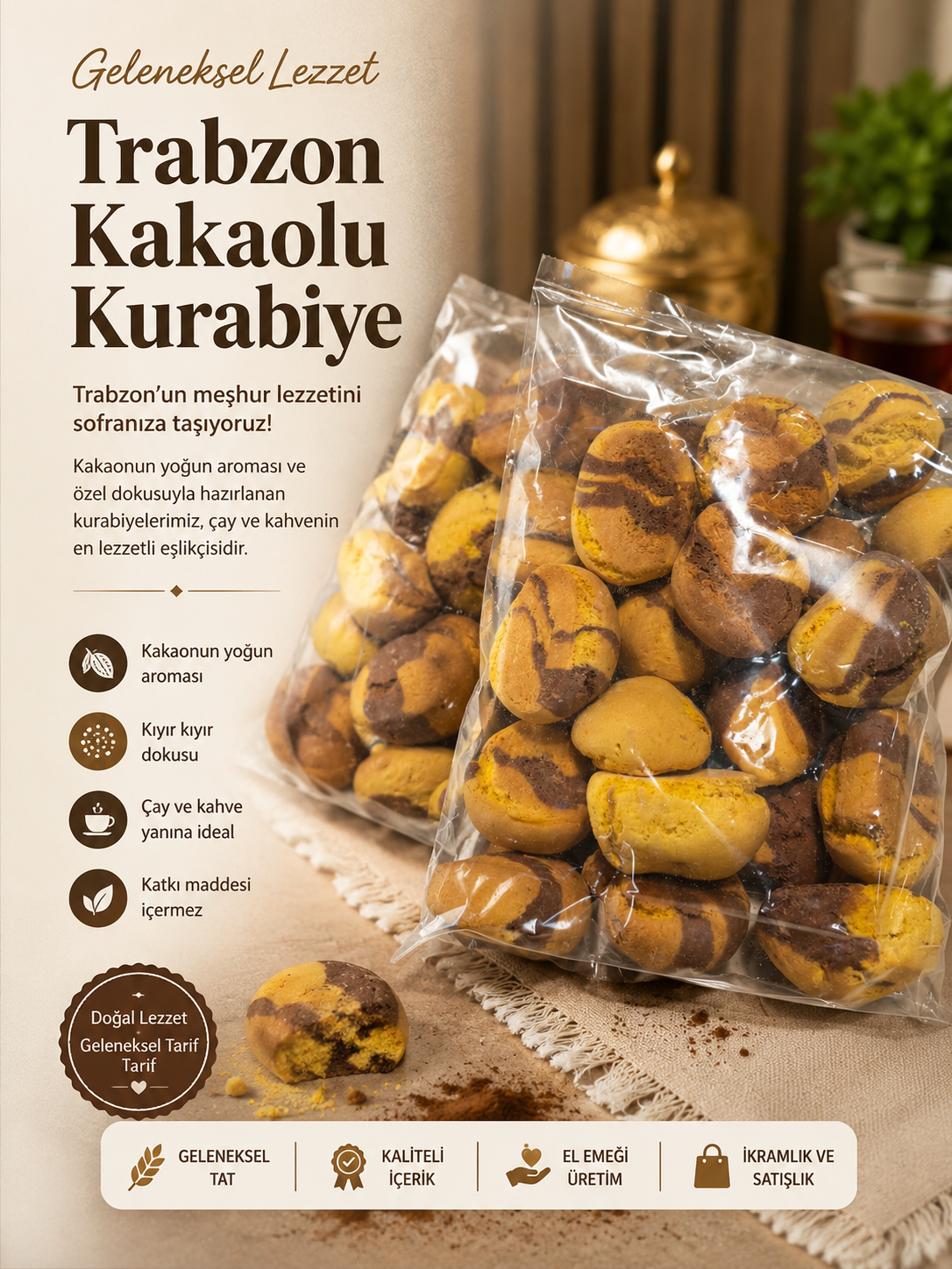 Meşhur Trabzon Sarı Kakaolu Kurabiyesi